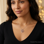 Sterling Silver Rose Gold-plated/Rhodium-plated CZ Mom Heart Chain Slide - Model Shot