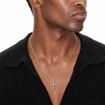 Sterling Silver Polished Cross Pendant - Model Shot