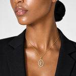 SS Gold and Rose-tone CZ Our Lady of Guadalupe Oval Pendant - Model Shot