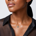 SS Gold-tone Black Rhodium CZ and Nano Crystal Evil Eye Pendant - Model Shot