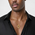 Sterling Silver Gold-tone Polished CZ Heart Pendant - Model Shot