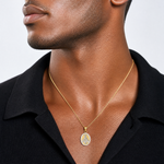 Sterling Silver Rhod-plated Gold-tone Polished CZ Miraculous Medal Pendant - Model Shot