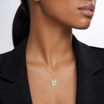 Sterling Silver Rhodium-plated Gold-tone CZ Miraculous Medal Pendant - Model Shot