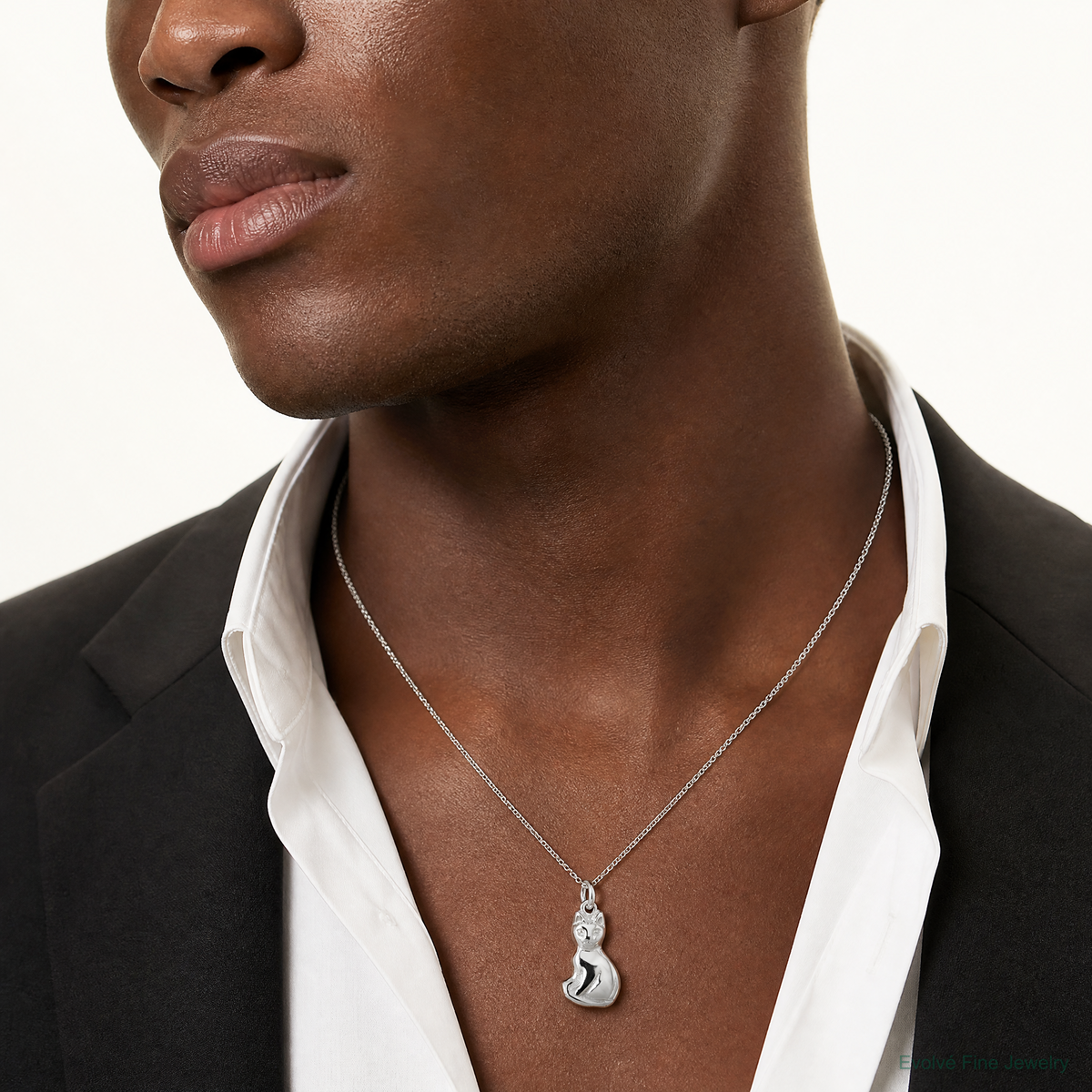 Sterling Silver Cat Charm - Model Shot