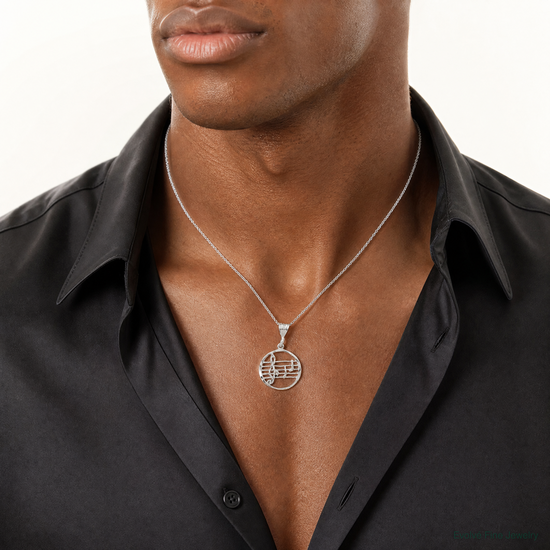 Sterling Silver Music Staff Charm - Model Shot