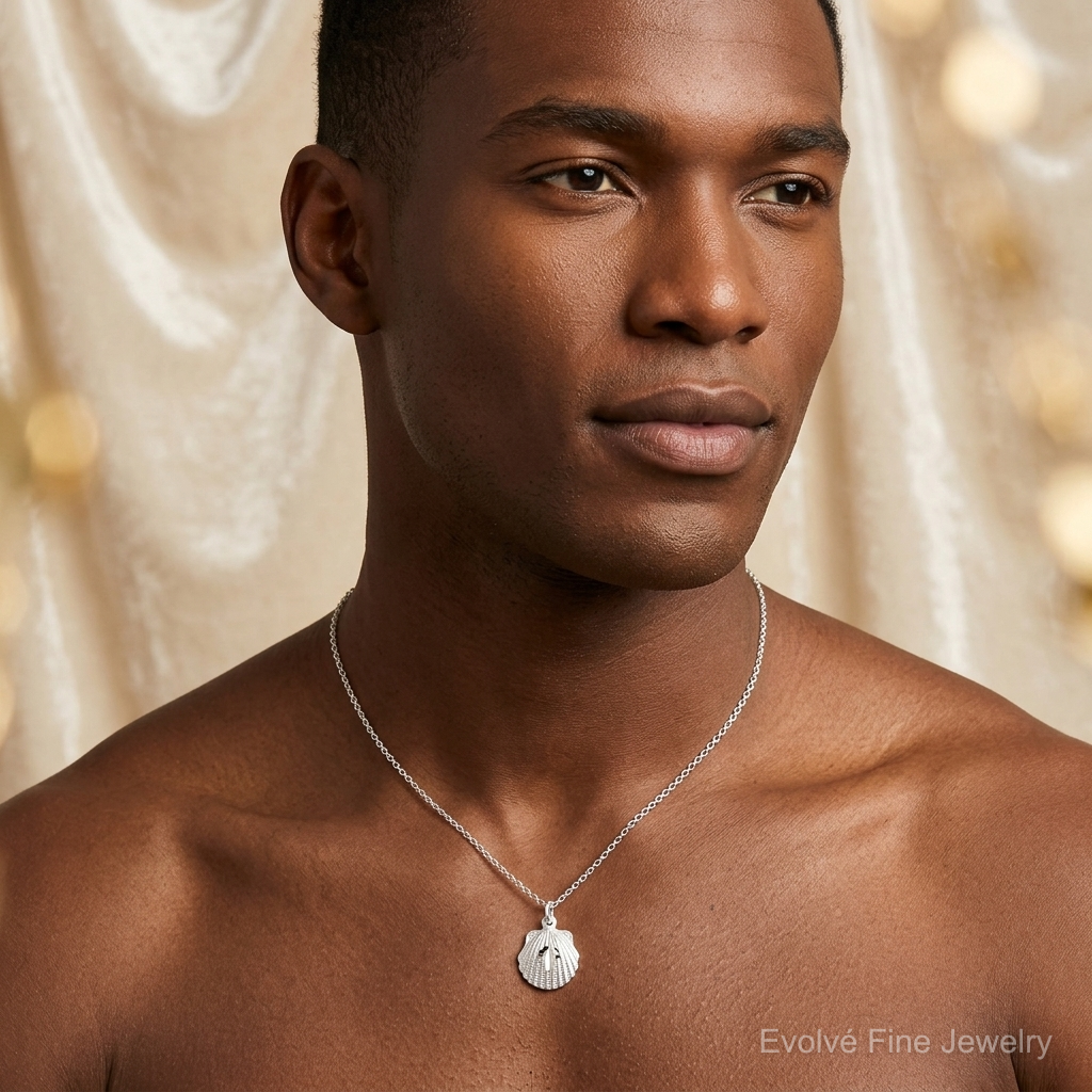 Sterling Silver D/C Shell Charm - Model Shot