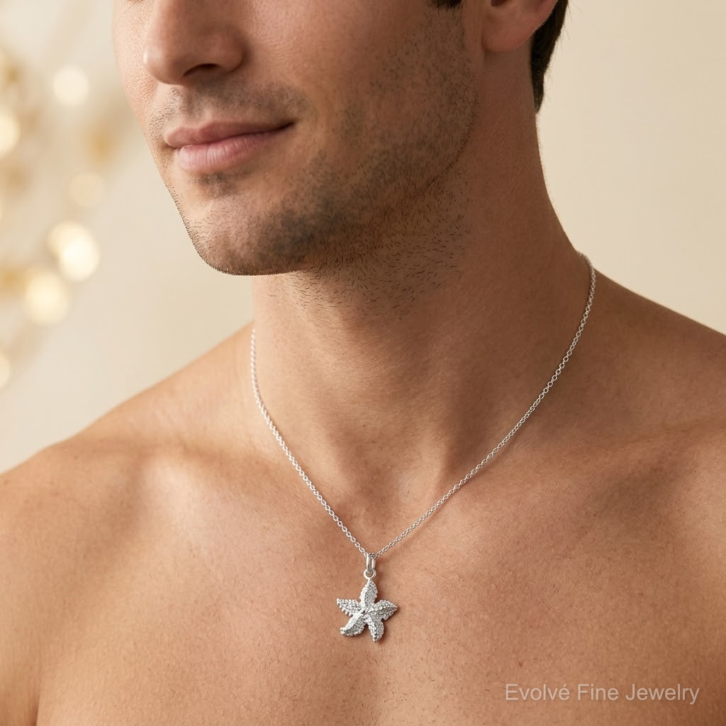 Sterling Silver Starfish Charm - Model Shot