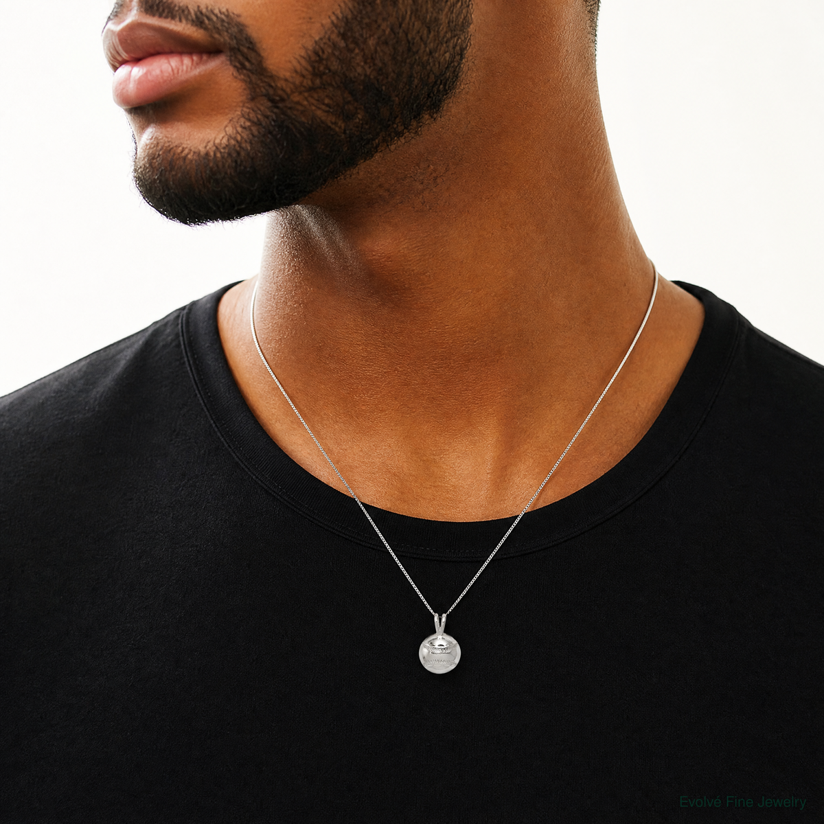 Sterling Silver Baseball Charm - Model Shot