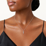 Sterling Silver Fleur De Lis Cross Charm - Model Shot