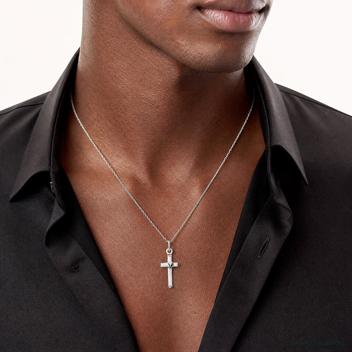 Sterling Silver Latin Cross Pendant - Model Shot