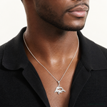 Sterling Silver Trio of Dolphins Pendant - Model Shot