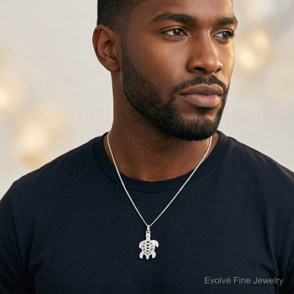 Sterling Silver Turtle Charm - Model Shot