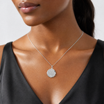 Sterling Silver Rhodium-plated Jesus Loves Me Disc Charm - Model Shot
