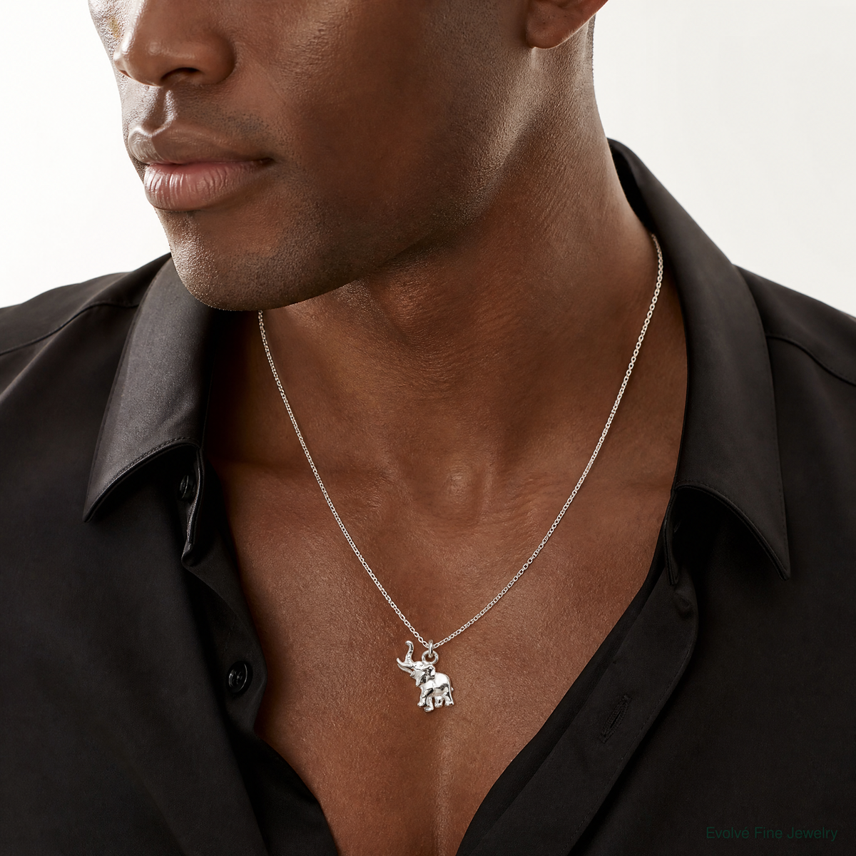 Sterling Silver Elephant Charm - Model Shot