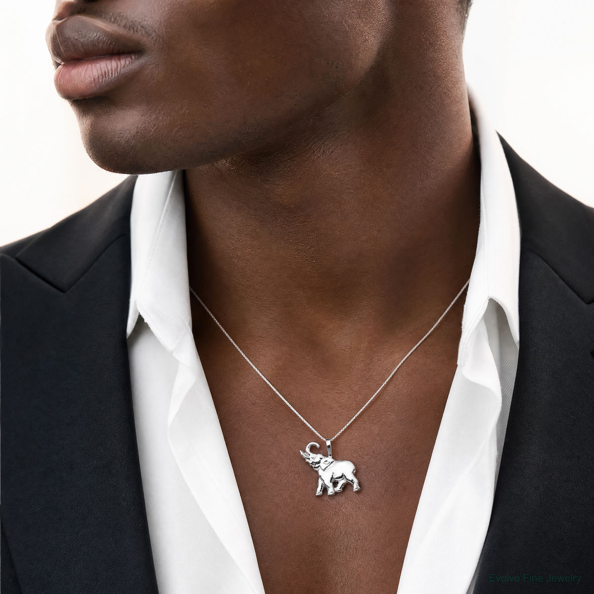 Sterling Silver Elephant Charm - Model Shot