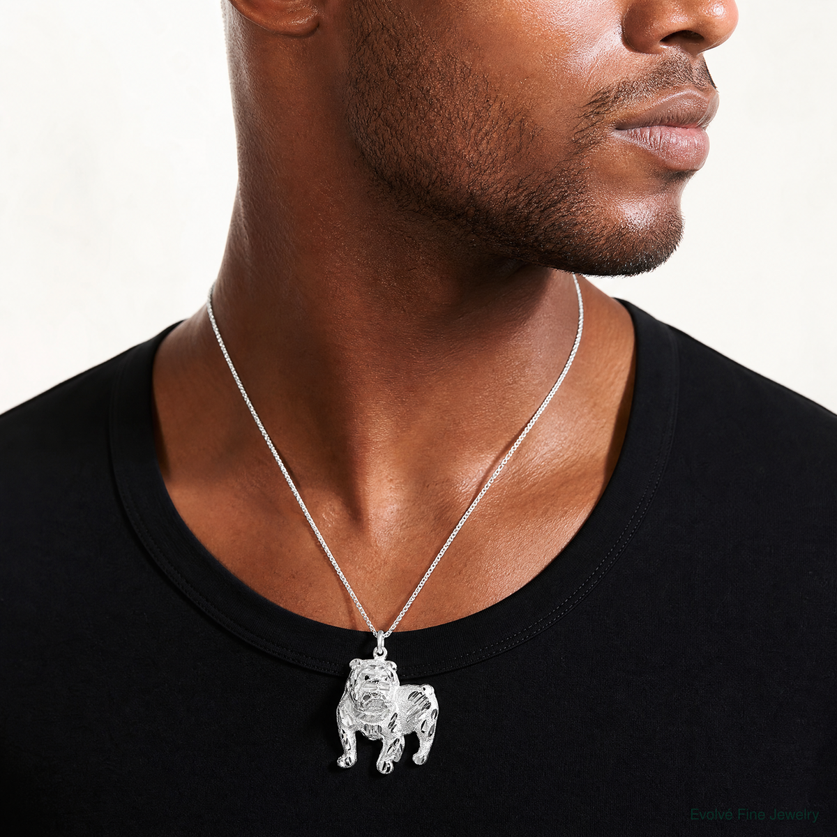 Sterling Silver Bull Dog Charm - Model Shot