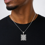 Sterling Silver Square Diamond-cut Letter O Initial Pendant - Model Shot