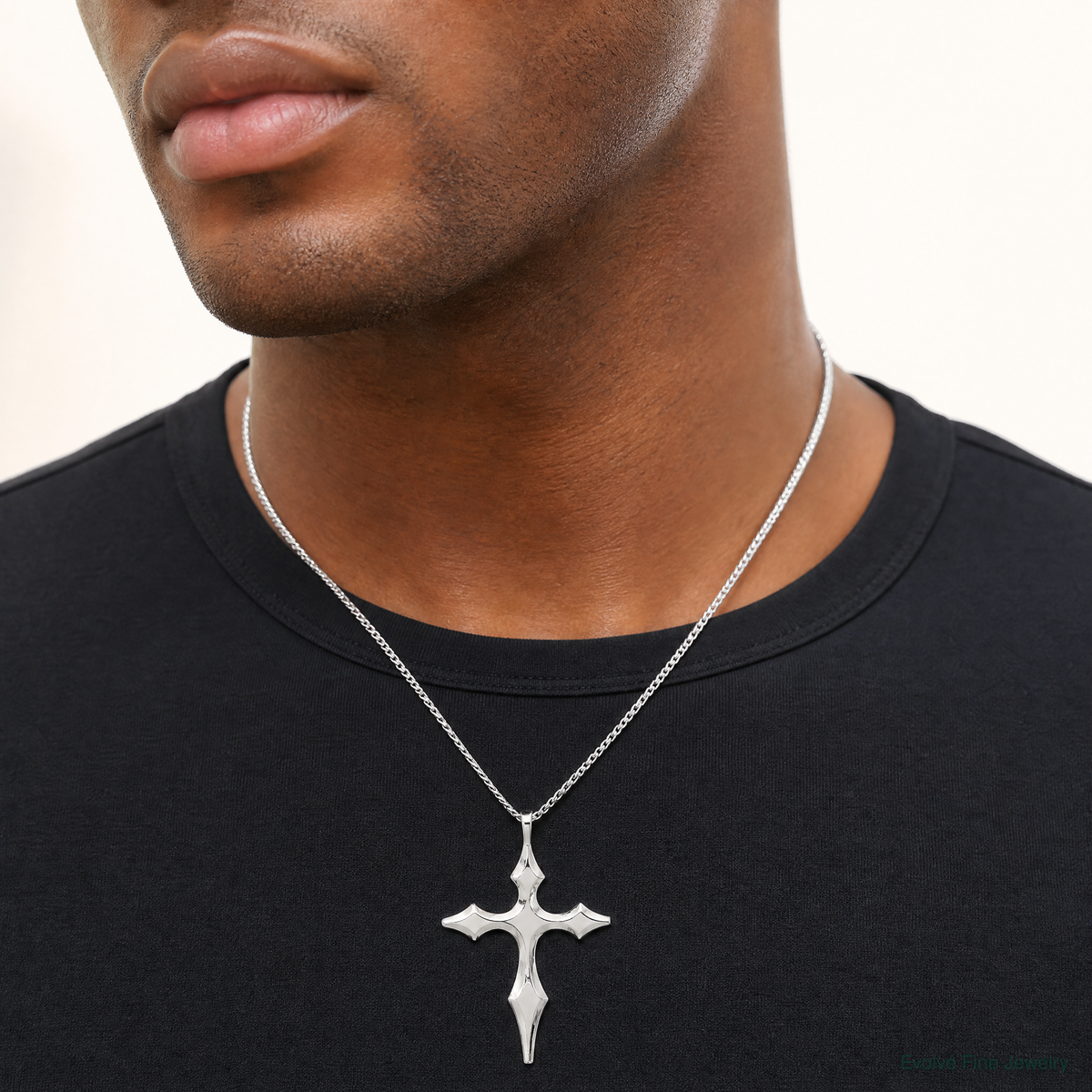 Sterling Silver Passion Cross Pendant - Model Shot