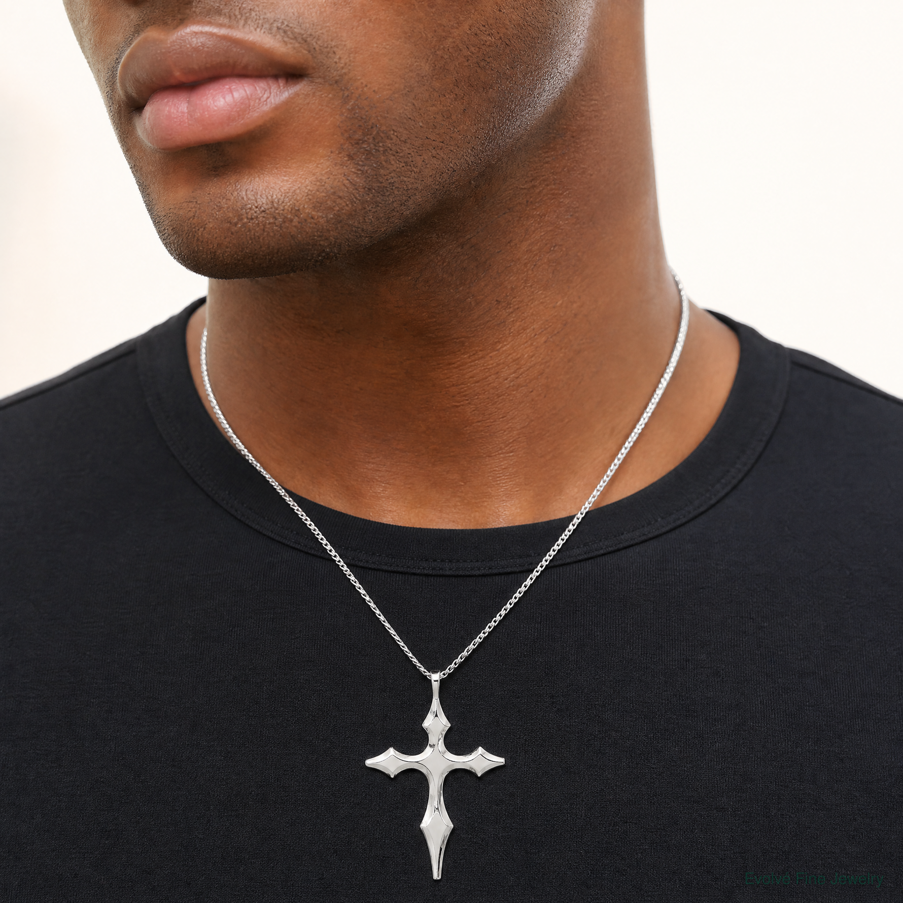 Sterling Silver Passion Cross Pendant - Model Shot