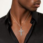 Sterling Silver Diamond -Cut Cross Pendant - Model Shot