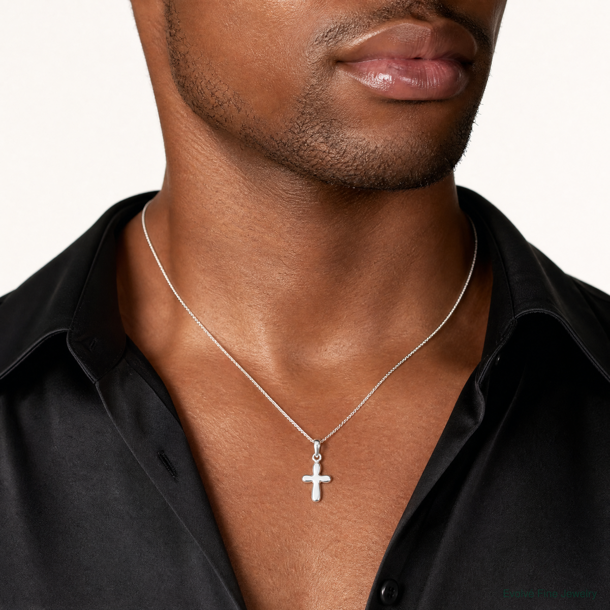 Sterling Silver Cross Pendant - Model Shot