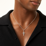 Sterling Silver INRI Crucifix Pendant - Model Shot