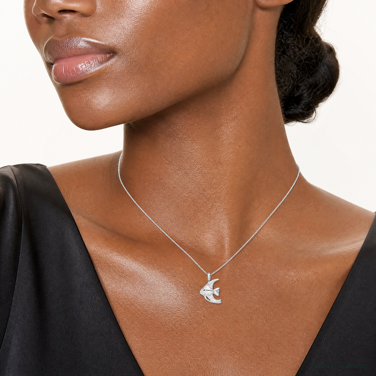 Sterling Silver Fish Charm - Model Shot