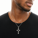 Sterling Silver Antiqued Cross Pendant - Model Shot