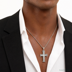 Sterling Silver Antiqued Cross Pendant - Model Shot