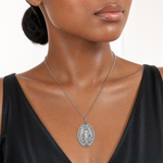 Sterling Silver Antiqued Miraculous Medal - Model Shot
