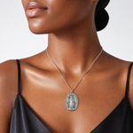 Sterling Silver Antiqued Miraculous Medal - Model Shot
