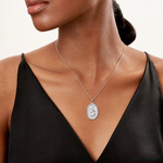 Sterling Silver Platinum-plated St. Christopher Medal - Model Shot