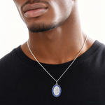 Sterling Silver Platinum-plated Enameled St. Christopher Medal - Model Shot