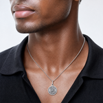 Sterling Silver Antiqued Saint Michael Medal - Model Shot