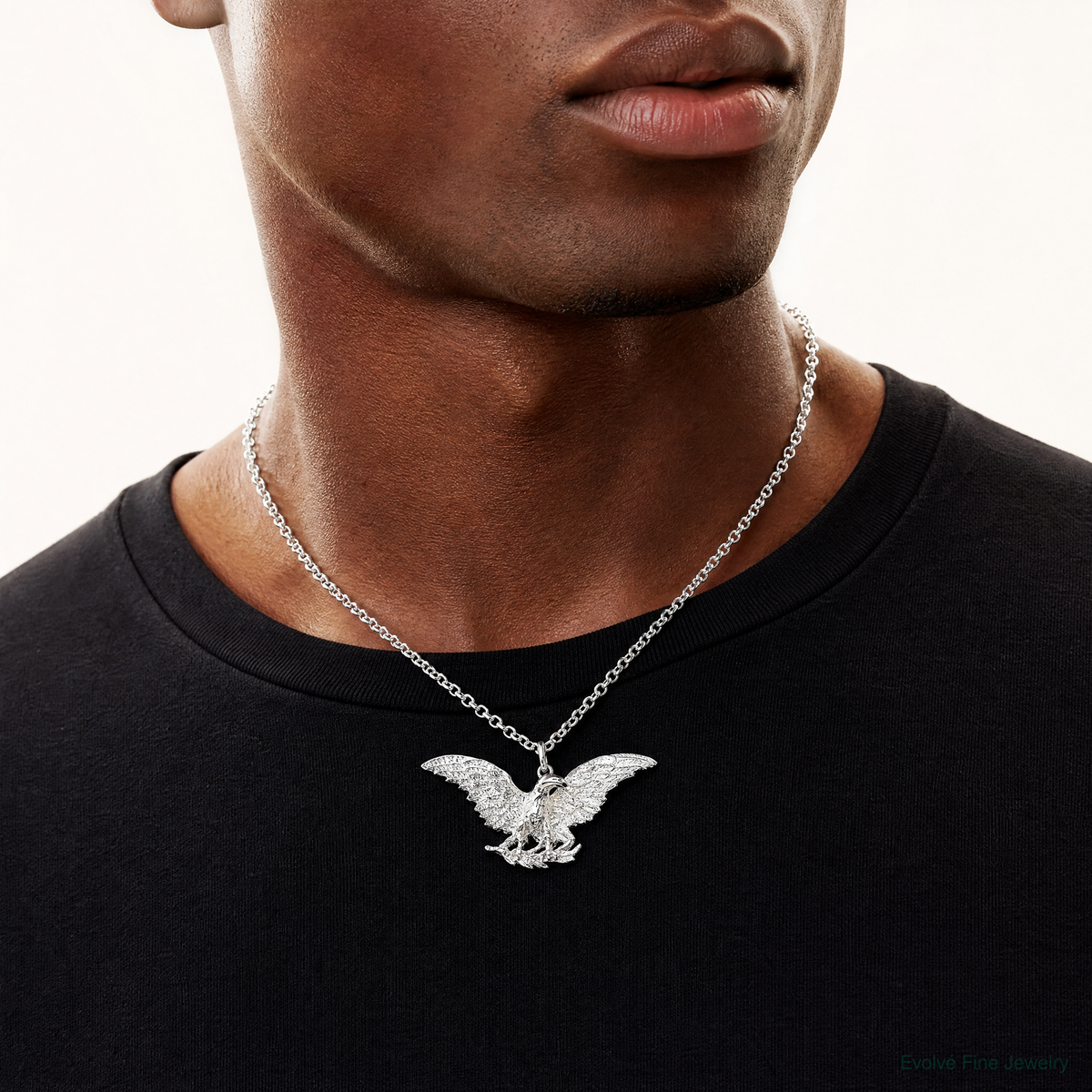 Sterling Silver Eagle Charm - Model Shot
