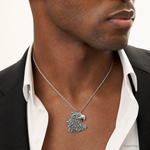 Sterling Silver Antiqued Eagle Head Pendant - Model Shot