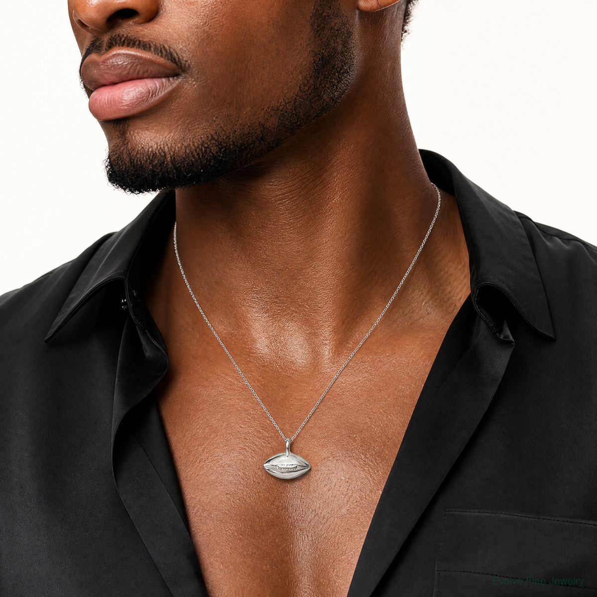Sterling Silver Football Pendant - Model Shot