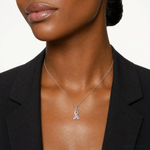Sterling Silver Rhodium-plated Enameled Pink Ribbon Charm - Model Shot
