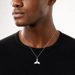 Sterling Silver Rhodium-plated Whale Tail Charm - Model Shot