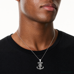 Sterling Silver Antiqued Mariner's Crucifix Pendant - Model Shot