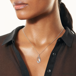 Sterling Silver Antiqued Crane in Oval Frame Charm - Model Shot