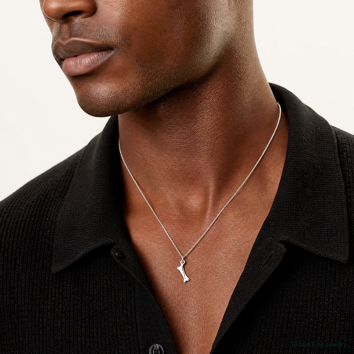 Sterling Silver Polished Bone Charm - Model Shot