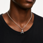 Sterling Silver Red CZ Skull Charm - Model Shot