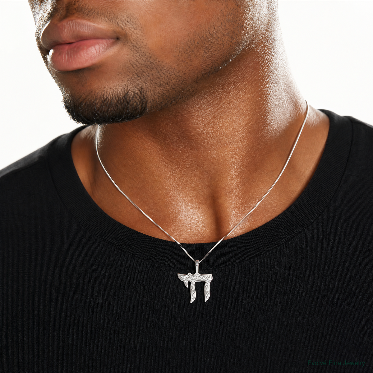 Sterling Silver Chai Pendant - Model Shot