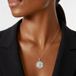 Sterling Silver Antiqued Our Lady of Perpetual Help Round Medal - Model Shot