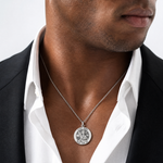 Sterling Silver Antiqued Saint Mark Medal - Model Shot
