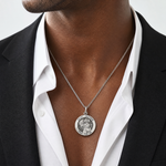 Sterling Silver Antiqued Saint Matthew Medal - Model Shot