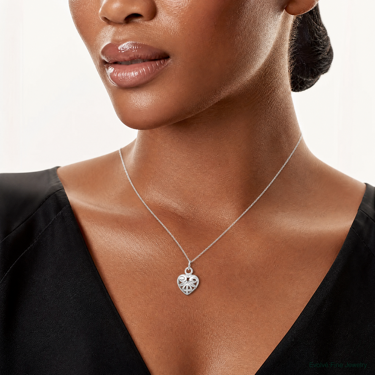 Sterling Silver Heart Charm - Model Shot