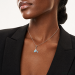 Sterling Silver Rhodium-plated Enameled Dolphin with Lobster Clasp Charm - Model Shot