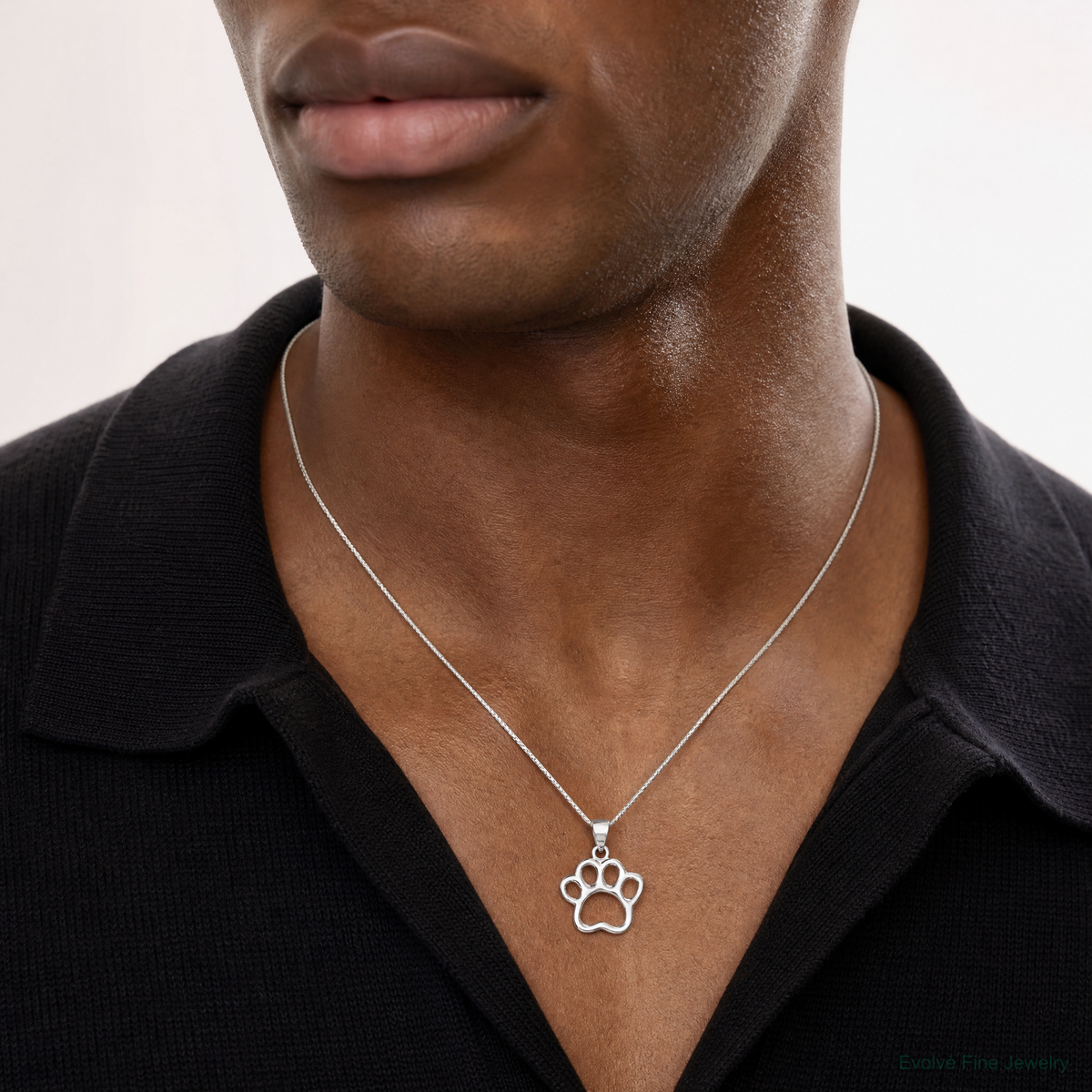 Sterling Silver Paw Pendant - Model Shot